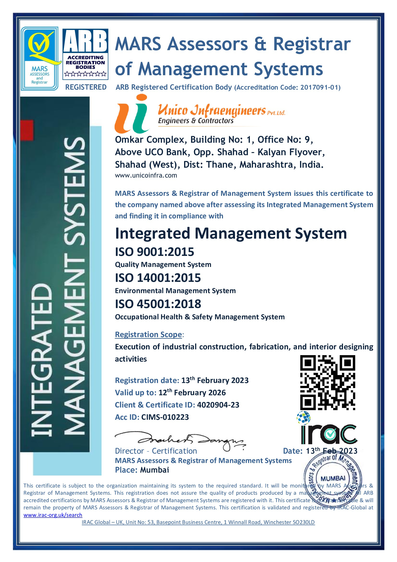 UNICO-CONS-ISO-CERTIFICATE